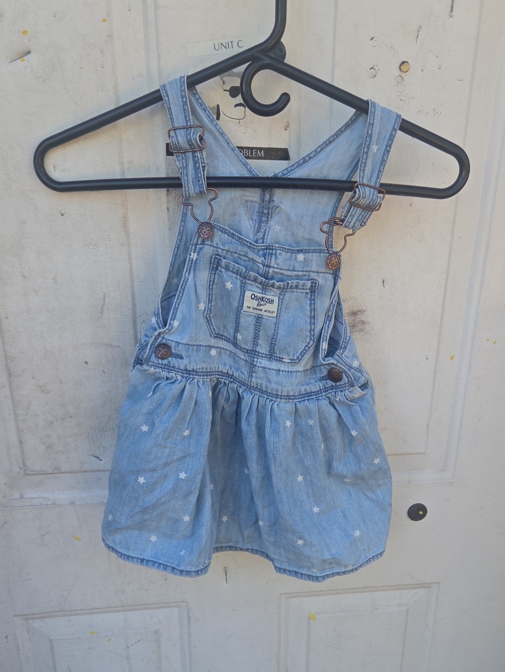 OshKosh B'gosh Light Blue Denim Star Print Overall Dress